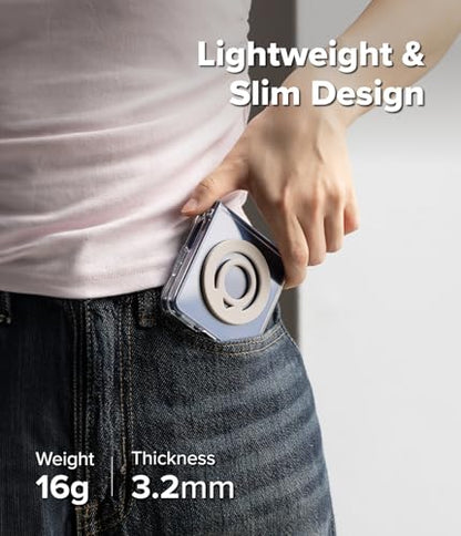 Ringke Dual Magnetic Silicone Ring [Compatible with MagSafe] Phone Grip, Dual-Sided Powerful Magnet, Lightweight (0.04 lb) & Super Slim (0.13 in) Soft Holder for iPhone, Galaxy, Pixel - Warm Gray - color: Warm Gray