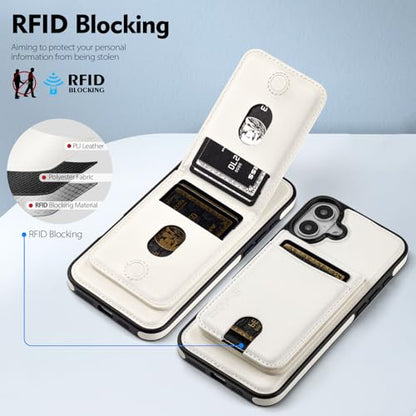 Shieldtop Compatible with MagSafe iPhone 16 Wallet Case,White | 2 in 1 Detachable Magnetic,Credit Card Holder Slots,RFID Blocking,PU Leather,Kickstand,Flip Folio Phone Cover for Men & Women - color: White, size: iPhone 16 6.1"