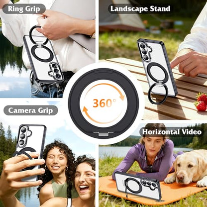 Compatible with Clear Samsung Galaxy S26 Plus Case with 360° Invisible Magnetic Ring Stand [Compatible with Mag-Safe] Shockproof Plating Phone Case for S26+ 6.7",Black - color: Black, size: Samsung Galaxy S26 Plus