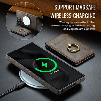 for Samsung Galaxy S26 Ultra 2 in 1 Detachable Card Bag Wallet Case Durable Leather Wallets Magnetic Card Holder 4 Card Slots Ring Stand RFID Blocking Coffee - color: Coffee, size: Samsung Galaxy S26 Ultra