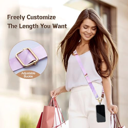 TiMOVO Phone Lanyard Crossbody Wrist Strap, Adjustable Anti-Theft Strap for Smartphone Case - color: Cloudy Pink