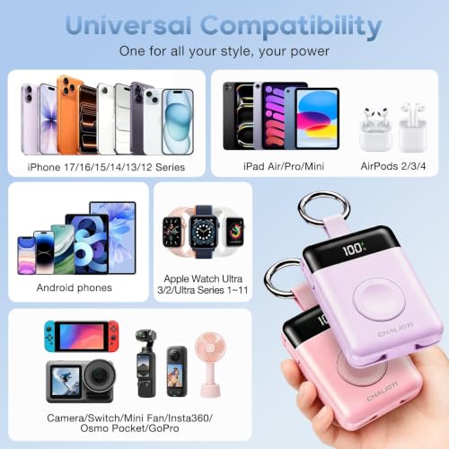 10000mAh Portable Charger,22.5W Power Bank&iWatch Charger,Purple