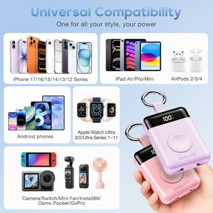 10000mAh Portable Charger,22.5W Power Bank&iWatch Charger,Purple
