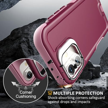 Follaroma Magnetic for iPhone 17 Case with Camera Stand, Purple Pink, 6.3" | Built-in Glass Camera Cover,Compatible with MagSafe,Heavy Duty Shockproof Protective,Military-Grade Anti-DropDual Layer Cover - color: Purple Pink, size: iPhone 17 6.3''