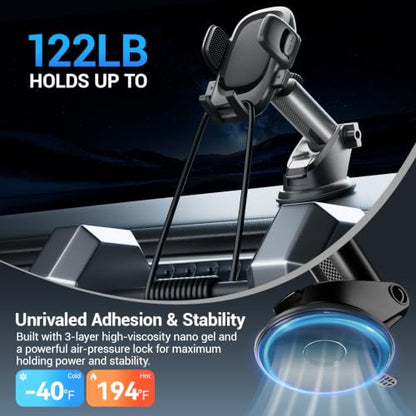 Fourpillars 2026 Upgraded Car Phone Holder Mount Strongest Suction & Clamp