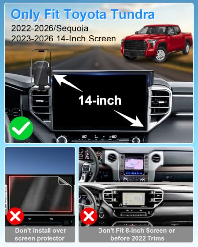PZK Car Phone Mount for Toyota Tundra 2022-2026 /Sequoia 2023-2026 14-Inch - color: Auto Lock, size: Tundra 2022-2026/Sequoia 2023-2026 (14 inch)
