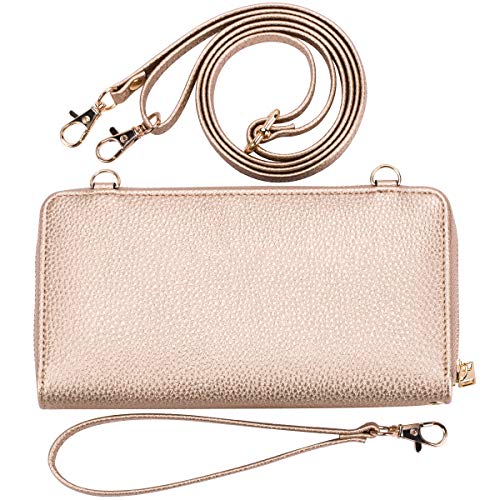 K . A Womens Wristlet Wallet Crossbody Bag Cellphone Purse Handbag RFID Card Slots 2 Strap Wrist - color: Rose Gold