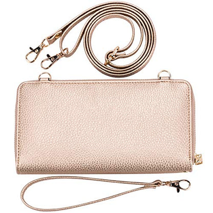 K . A Womens Wristlet Wallet Crossbody Bag Cellphone Purse Handbag RFID Card Slots 2 Strap Wrist - color: Rose Gold