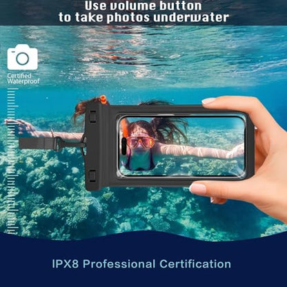 Waterproof Phone Pouch, with Card Holder Inside, Large Waterproof Case Compatible with iPhone 17 16 15 14 13 Pro Max, Beach Cruise Essentials, 2 Pack, Black and Black - color: A5-Black and Black