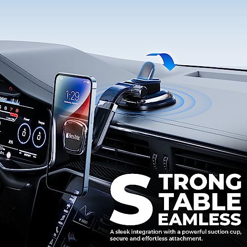 BESTRIX Phone Holder for Car, Magnetic Car Phone Mount | Dashboard Car Phone Holder Compatible with iPhone 15, 14,13,12,11Pro,Xr,XS Pro MAX Galaxy S24 23 22 21 20 Ultra Note S8 S9 S10 & All Smartphone