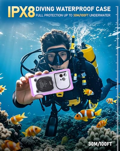 Waterproof Phone Case,IPX8 Waterproof Phone Pouch for Beach & Snorkeling Essentials,Phone Waterproof Case with Lanyard, Universal Case Up to 6.9" for iPhone,Samsung (Purple) - color: purple