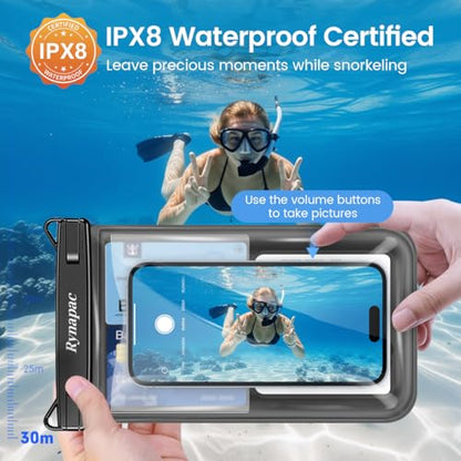 Rynapac 4 Pack IPX8 Waterproof Phone Pouch Floating- [Up to 8.5"] with Adjustable Lanyard for iPhone 17 16 15 Pro Max