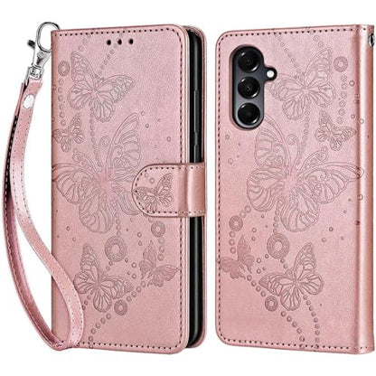 for Samsung Galaxy A16 5G Wallet case, Rose Gold-Butterfly | 3 Card Holders, Kickstand, Shockproof TPU Shell, PU Leather, Magnetic Closure, Protective Flip Folio Cover, Women - color: 6
