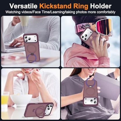 SKYLMW Compatible with iPhone 17 Pro Case with Stand,Wine Red - color: Wine Red, size: iPhone 17 Pro