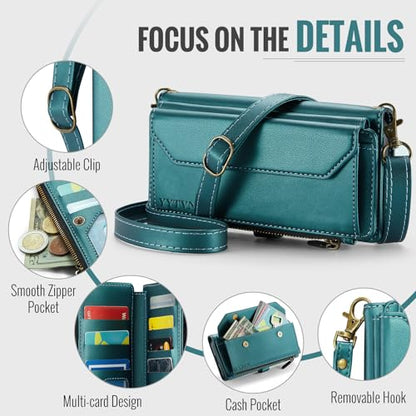 for Samsung Galaxy S23 FE Wallet Case with Card Holder, Green | RFID Blocking Slots, Crossbody Lanyard, Wrist Strap, Zipper Pocket Purse Handbag, Magnetic Closure - color: Green, size: Galxay S23 FE