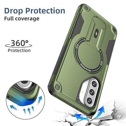 for Galaxy A37/A36-5G Case Military-Grade Dropproof Phone/Invisible Kickstand with MagSafe/HD Screen Protector, Protective Magnetic Phone Cover for Samsung Galaxy A37 4G/5G&A36 5G (Green) - color: Green