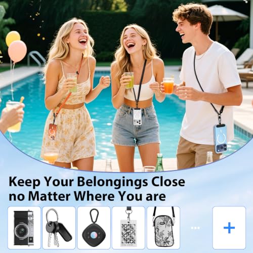 Phone Lanyard, Phone Strap Crossbody with 2 Pack Tether Tab, Adjustable Anti Theft Phone Strap for All Phones (Black) - color: Black