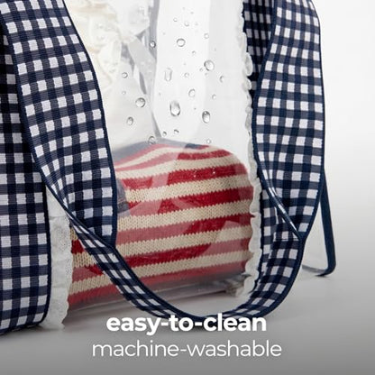 Case-Mate Jelly Tote Bag - color: Clear Navy Gingham Eyelet Ruffle