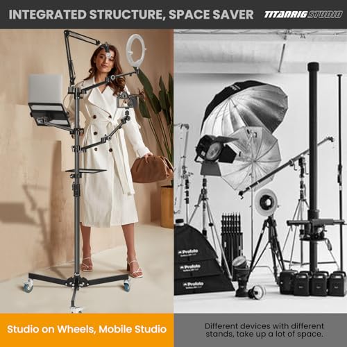 TARION 5-in-1 Live Streaming Floor Stand with Wheels 61" Titanrig Studio - size: 5-in-1 Floor Set