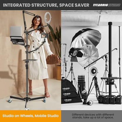 TARION 5-in-1 Live Streaming Floor Stand with Wheels 61" Titanrig Studio - size: 5-in-1 Floor Set