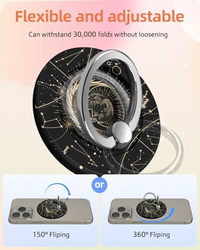 Lotadilo for Magnetic Phone Ring Holder Compatible with MagSafe for Women - Cute Design Magnet Phone Grip Ring Stand Kickstand for iPhone 17/16 Pro Max/16 Pro/16/15/14/13/12 Series, Sun Moon