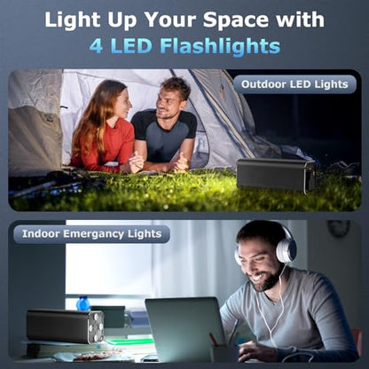 Portable Power Bank with 100W AC Outlet, 99.9Wh/27000mAh High Capacity, and 65W PD Bidirectional Fast Charging – Backup Power for Laptops, Business Travel, and Outdoor Emergency Activities