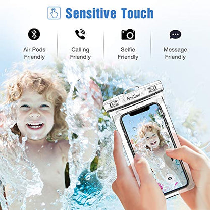 ProCase 2 Pack Waterproof Phone Pouch, Underwater Phone Case Up to 7", Dry Bag for iPhone 17 Air 16 15 14 13 Pro Plus Max, Galaxy S24 S23 S22 Ultra Pixel, Beach Essentials -Clear - color: Clear