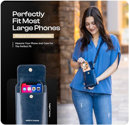 Crossbody Phone Purse for Women – RFID Phone Case Wallet w/Magnetic Closure & Separate Zipper Pocket Crossbody Bag - color: Blue