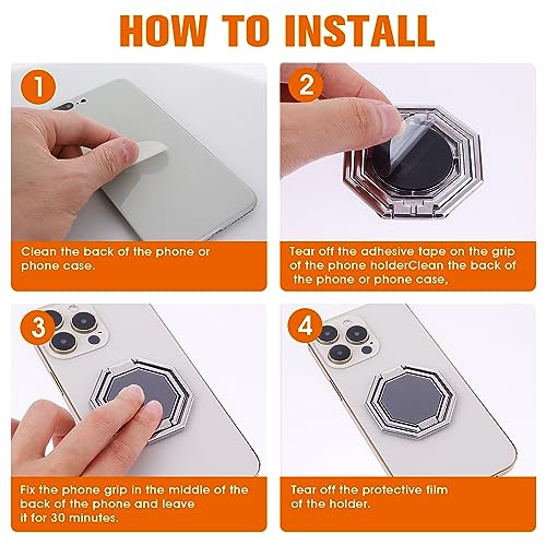 cobee Cell Phone Ring Holder Finger Kickstand, 360° Rotation Metal Cellphone Back Grip Foldable Cell Phone Stand Adjustable Phone Holder Compatible with Most Smartphones(Silver) - color: Silver