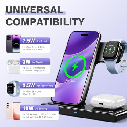 Wireless Charger Fast Charging Station 3 in 1 Charger Stand Desk Friendly