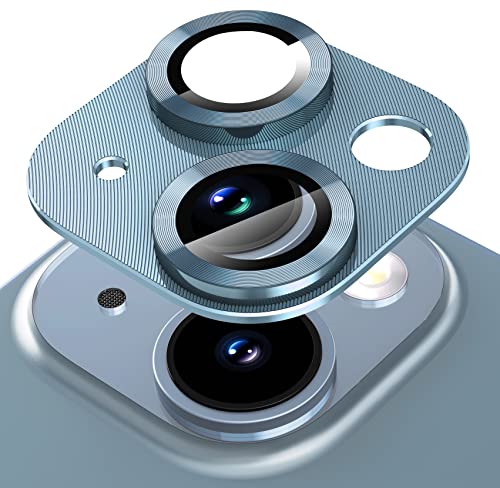 Suoman for iPhone 14 6.1 inch/iPhone 14 Plus 6.7 inch Camera Lens Protector, 9H Tempered Glass Film, [Does not Affect Night Shots] Metal Lens Protective Cover- Blue - color: Blue