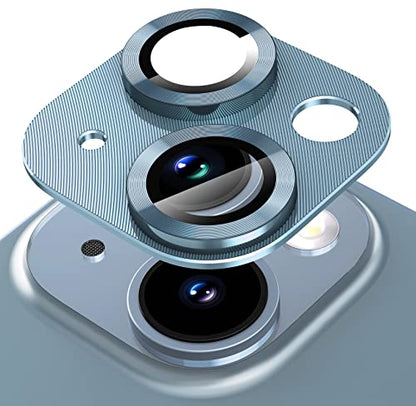 Suoman for iPhone 14 6.1 inch/iPhone 14 Plus 6.7 inch Camera Lens Protector, 9H Tempered Glass Film, [Does not Affect Night Shots] Metal Lens Protective Cover- Blue - color: Blue