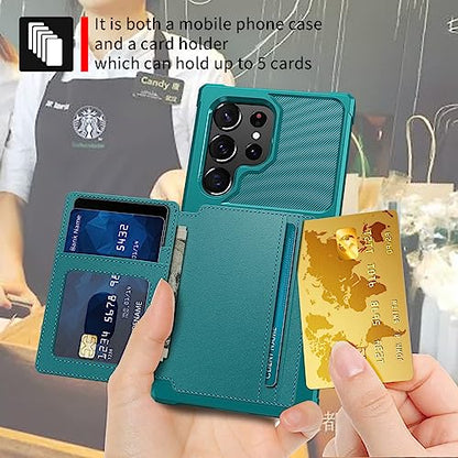 for Samsung Galaxy S23 Ultra Case with Card Holder, Compatible with Magnetic Car Mount, Heavy Duty Shockproof Rugged Soft TPU Back Leather Flip Wallet Cover Galaxy S23 Ultra 5G 6.8", Green - color: Green, size: Samsung Galaxy S23 Ultra