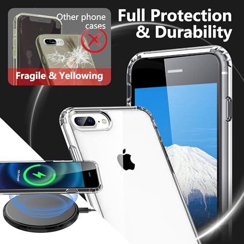 ONES for iPhone 8 Plus / 7 Plus Slim Case Clear, [PC + TPU Hybrid] Military-Grade Drop Protection[Anti-Yellowing], Shockproof Silicone Hard Cover, Transparent Case - color: HD Highly Clear, size: iPhone 8Plus / 7Plus