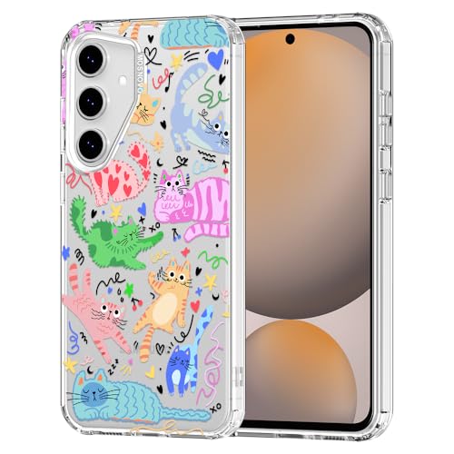MOSNOVO for Samsung Galaxy S24 FE Case, Shockproof Military-Grade Protection 6.6ft Drop Tested, Clear Phone Case for Galaxy S24 FE, Doodle Cats Design - color: Clear - Doodle Cats, size: Samsung Galaxy S24 FE