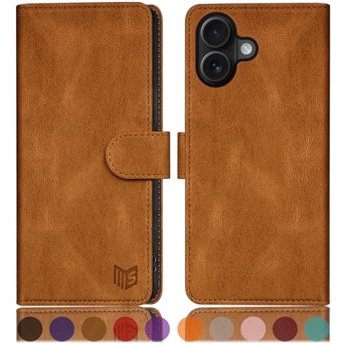 SUANPOT Compatible with iPhone 17 6.3" Wallet case with RFID Blocking Credit Card Holder,Flip Book PU Leather Protective Cover Women Men for Apple 17 Phone case Light Coffee - color: Light Coffee, size: iPhone 17 6.3"
