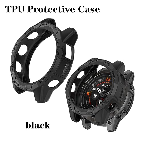 Screen Protector for Garmin Epix pro 47MM/Fenix 7 Solar and Protective Case | HUADU,9H Tempered Glass Film,Anti-Scratch,High Definition,Full Coverage, Soft TPU Cover - size: Garmin EPIX pro 47MM