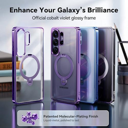 CASEKOO Glossy Purple 26U Case with 360 Spin Magnetic Stand,Fit for MagSafe | 360 Spin Magnetic Stand, Fit for MagSafe, 18FT MIL-STD Protection, Invisible Ring Holder Phone Case - color: Purple
