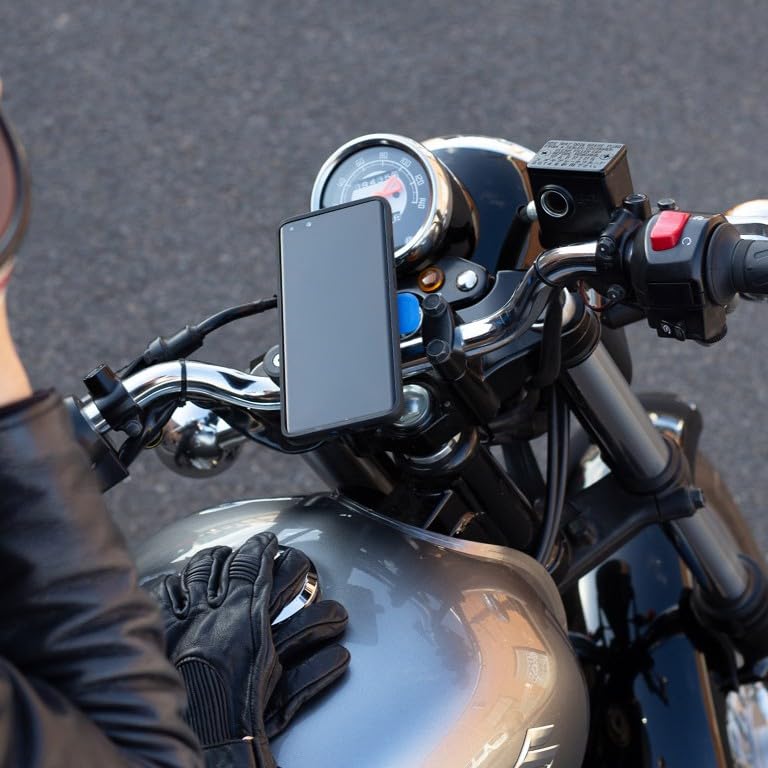Quad Lock Handlebar Clamp Motorcycle Phone Mount with Vibration Dampener and MAG Phone Case for iPhone 15 Pro - size: iPhone 15 Pro