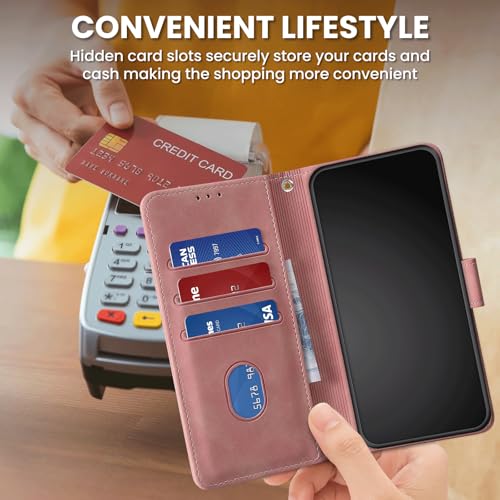 Wallet Case for Motorola Moto G Power (2025), Pink | RFID Blocking, Magnetic Closure, Card Holder, Kickstand, Shockproof Flip Cover - color: Pink