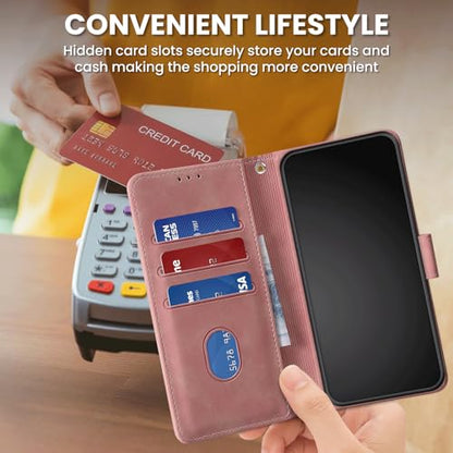 Wallet Case for Motorola Moto G Power (2025), Pink | RFID Blocking, Magnetic Closure, Card Holder, Kickstand, Shockproof Flip Cover - color: Pink