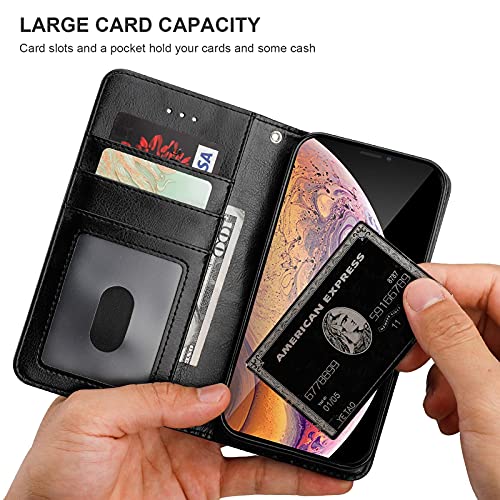 Bocasal Detachable Wallet Case Card Holder for iPhone Xs Max, Black - color: Black