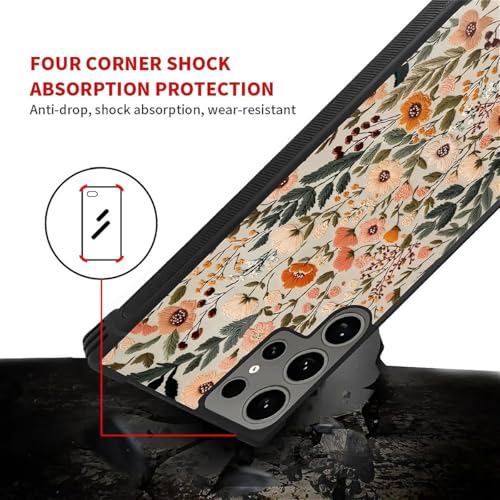 for Samsung Galaxy S24 Ultra Case,Soft Silicone Shockproof Bumper Camera Protection Phone Case-Dark Embroidery Flower - color: Dark Embroidery Flower, size: Samsung Galaxy S24 Ultra