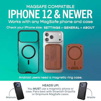 Smartish MagSafe Wallet, Side Hustle Flip, Card Holder, Grip & Stand, Brown - color: Chestnut Brown, size: Flip - Grip & Kickstand