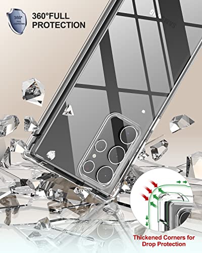 SURITCH for Samsung Galaxy S22 Ultra Clear Case 6.8" (Only), [Built-in Screen Protector] Full Body Protective Hard Shell+Soft TPU Phone Case for Samsung S22 Ultra -(Black Edge) - color: Black Edge