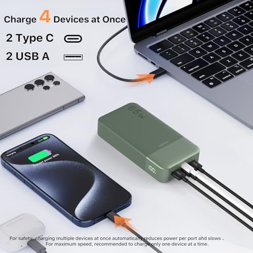 JUOVI Power Bank 65W 20000mAh Laptop Portable Charger - color: Green