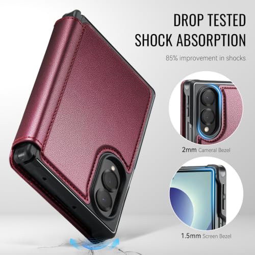 for Samsung Galaxy Z Fold 8 - Case Wallet Magnetic Slim, Wine Red - color: Wine Red, size: Samsung Galaxy Z Fold 8