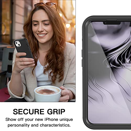 AICase for iPhone 13/iPhone 14 with Belt-Clip Holster, Screen Protector, Heavy Duty Protective Phone Case, Military Grade Full Body Protection Shockproof/Dustproof/Drop Proof Rugged Tough Cover(Black) - color: Black with Belt Clip