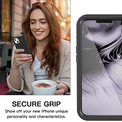 AICase for iPhone 13/iPhone 14 with Belt-Clip Holster, Screen Protector, Heavy Duty Protective Phone Case, Military Grade Full Body Protection Shockproof/Dustproof/Drop Proof Rugged Tough Cover(Black) - color: Black with Belt Clip