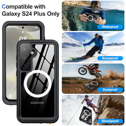 ANTSHARE IP68 Waterproof Case for Samsung Galaxy S24 Plus, Black/Clear - color: Black/Clear, size: S24 Plus